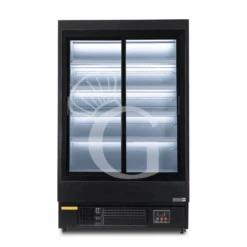 Murale Espositivo Ventilato Nero Con Porte Scorrevoli, Temperatura -1°C/+7°C E L 1050 Mm