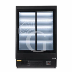 Murale Espositivo Ventilato Nero Con Porte Scorrevoli, Temperatura -1°C/+7°C E L 1315 Mm