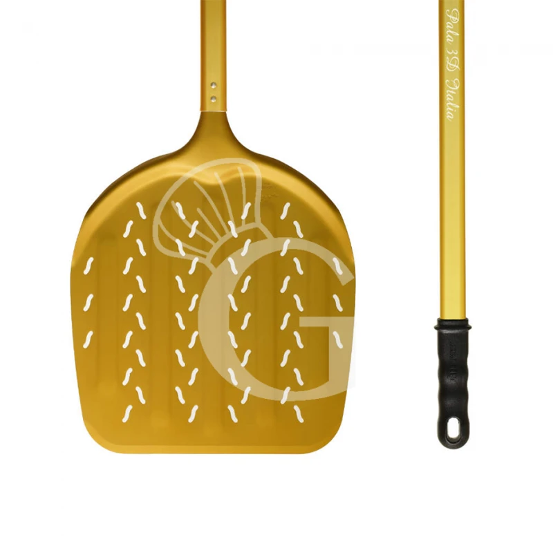 Pala Per Pizza Per Infornare Italia 3D Gold In Alluminio Ø 360 Mm H 1700 Mm 4 Pala Per Pizza Per Infornare Italia 3D Gold In Alluminio Ø 360 Mm H 1700 Mm - immagine 2