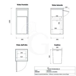 Pattumiera Armadiata Svuota Vassoi 60 LT L 500 Mm X P 530 Mm X H 1225 Mm -Vendite GATRODOMUS pattumiera armadiata svuota vassoi in acciaio l 500 mm x p 530 mm x h 1200 mm 4