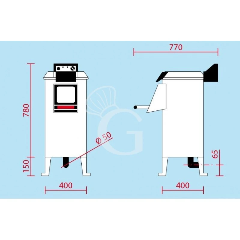 Pelapatate Da Pavimento Con Abrasivo Laterale, Trifase, Capacità 18 Kg, Produzione 220 Kg/h 5 Pelapatate Da Pavimento Con Abrasivo Laterale, Trifase, Capacità 18 Kg, Produzione 220 Kg/h - immagine 3
