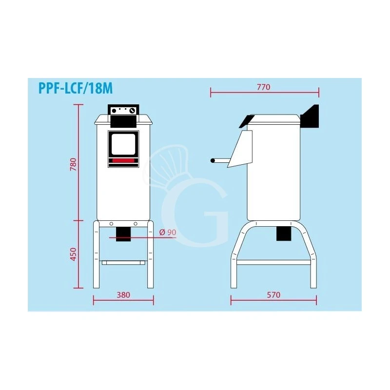 Pelapatate Da Pavimento Con Cavalletto, Monofase, Capacità 18 Kg, Produzione 220 Kg/h 4 Pelapatate Da Pavimento Con Cavalletto, Monofase, Capacità 18 Kg, Produzione 220 Kg/h - immagine 2