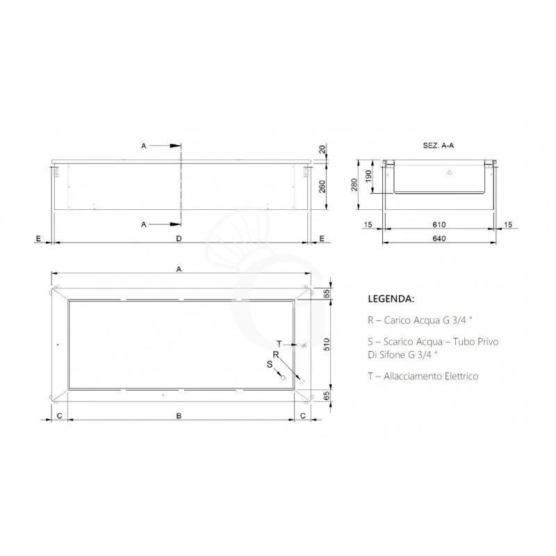 Piano Bagnomaria Da Incasso Riscaldamento Ad Acqua - Altezza Vasca 180 Mm - Dimensioni L 1135 X P 640 X H 285 Mm 4 Piano Bagnomaria Da Incasso Riscaldamento Ad Acqua - Altezza Vasca 180 Mm - Dimensioni L 1135 X P 640 X H 285 Mm - immagine 2