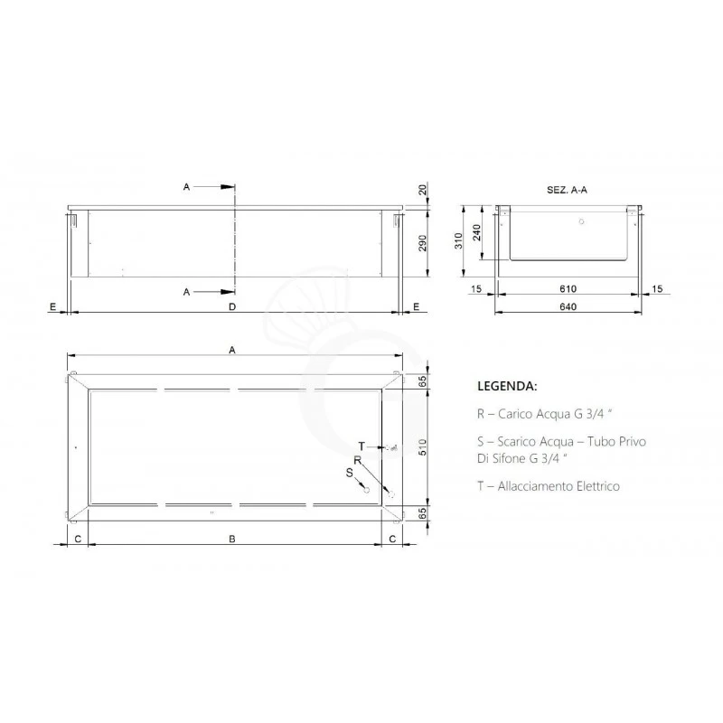 Piano Bagnomaria Da Incasso Riscaldamento Ad Acqua - Altezza Vasca 230 Mm - Dimensioni L 1460 X P 640 X H 315 Mm 4 Piano Bagnomaria Da Incasso Riscaldamento Ad Acqua - Altezza Vasca 230 Mm - Dimensioni L 1460 X P 640 X H 315 Mm - immagine 2