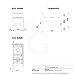 Piano Cottura A Gas 2 Fuochi Con Bruciatore Pilota Profondità 700 Mm -Vendite GATRODOMUS piano cottura a gas 2 fuochi con bruciatore pilota profondita 700 mm 1
