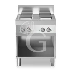 Cucina Professionale Elettrica 4 Piastre Quadrate Su Armadio Aperto Profondità 700 Mm