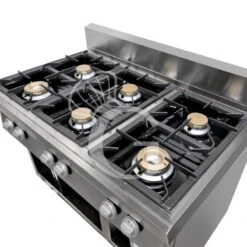 Cucina Professionale A Gas 6 Fuochi Armadio Aperto Profondità 700 Mm -Vendite GATRODOMUS piano di cottura gas 6 fuochi armadio aperto bacinelle smaltate 2