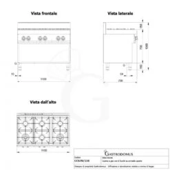 Cucina Professionale A Gas 6 Fuochi Armadio Aperto Profondità 700 Mm -Vendite GATRODOMUS piano di cottura gas 6 fuochi armadio aperto bacinelle smaltate 3