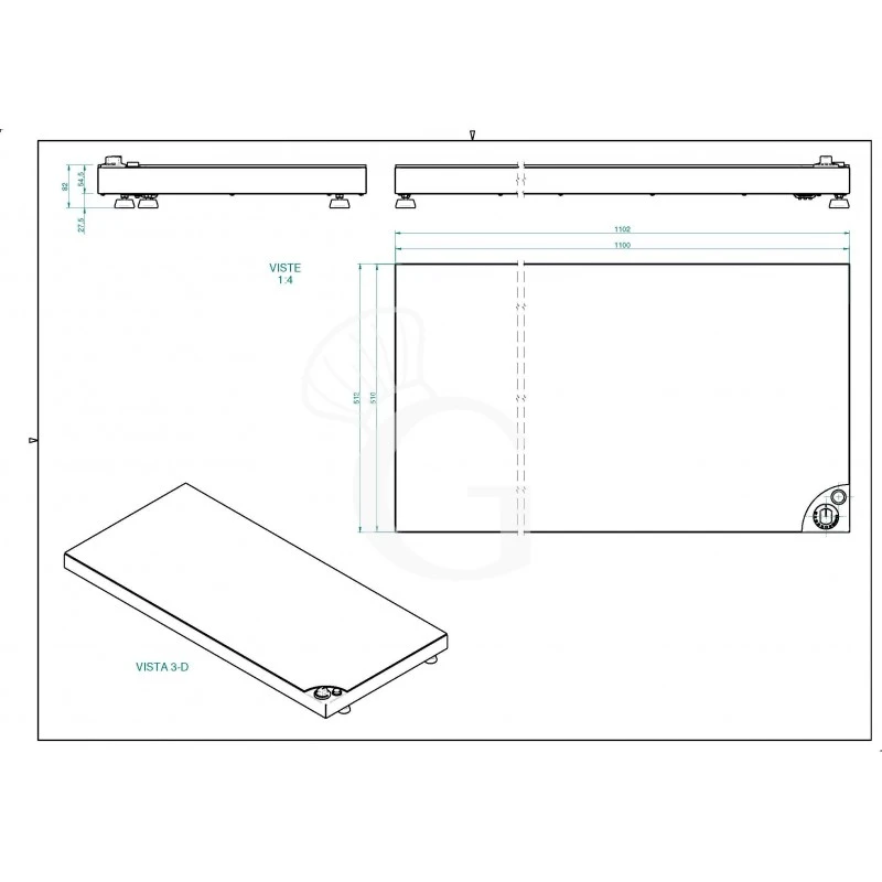 Piano Di Mantenimento In Vetroceramica Da Appoggio L 1100 Mm X P 510 Mm X H 60 Mm 6 Piano Di Mantenimento In Vetroceramica Da Appoggio L 1100 Mm X P 510 Mm X H 60 Mm - immagine 4