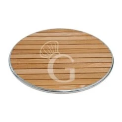 Piano Rotondo In Doghe Di Legno Bordato In Alluminio Per Esterno - Diametro 700 Mm