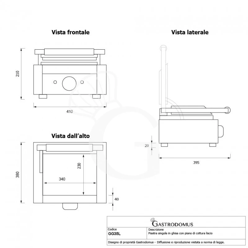 Piastra Per Panini Singola Liscia In Ghisa - L 410 Mm X P 380 Mm X H 210/520 Mm 8 Piastra Per Panini Singola Liscia In Ghisa - L 410 Mm X P 380 Mm X H 210/520 Mm - immagine 6