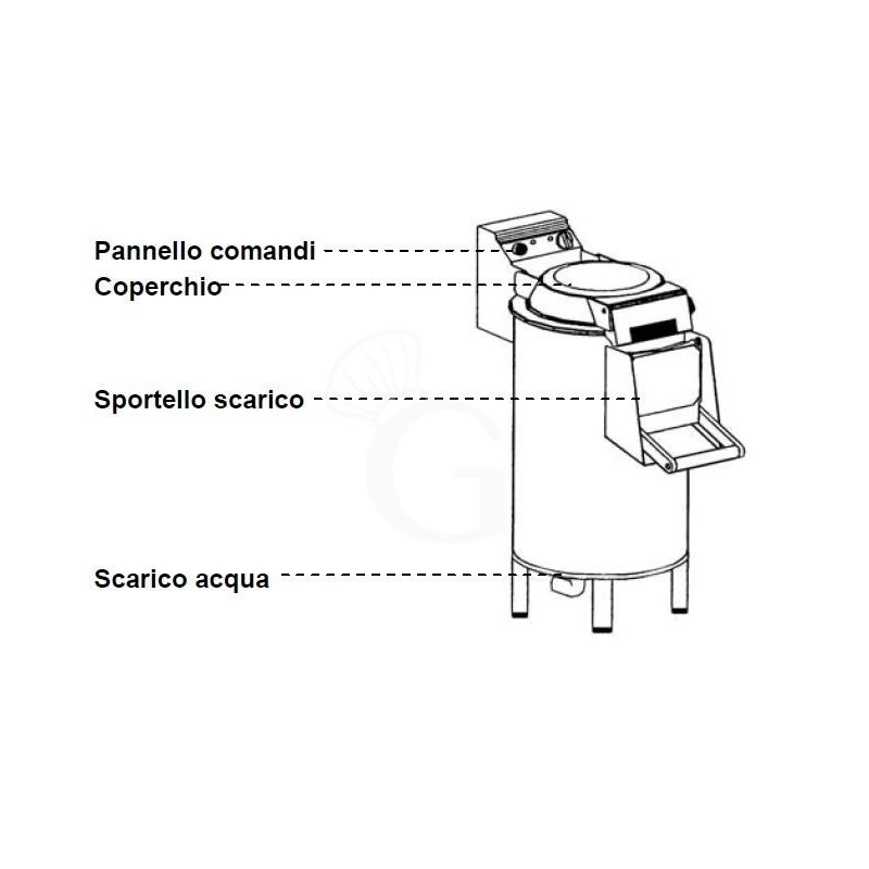 Puliscicozze Da Pavimento,monofase, Capacità 6/10 Kg, Produzione 120 Kg/h 9 Puliscicozze Da Pavimento,monofase, Capacità 6/10 Kg, Produzione 120 Kg/h - immagine 7
