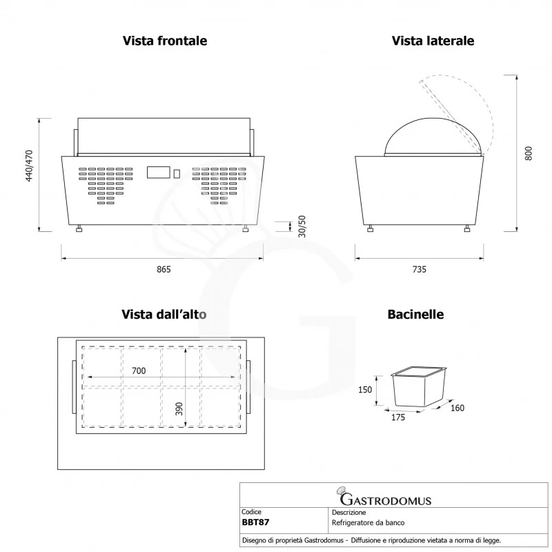 Refrigeratore Da Banco -18/-25°C - L 865 Mm X P 735 Mm X H 440 Mm, Completo Di 8 Bacinelle 12 Refrigeratore Da Banco -18/-25°C - L 865 Mm X P 735 Mm X H 440 Mm, Completo Di 8 Bacinelle - immagine 10