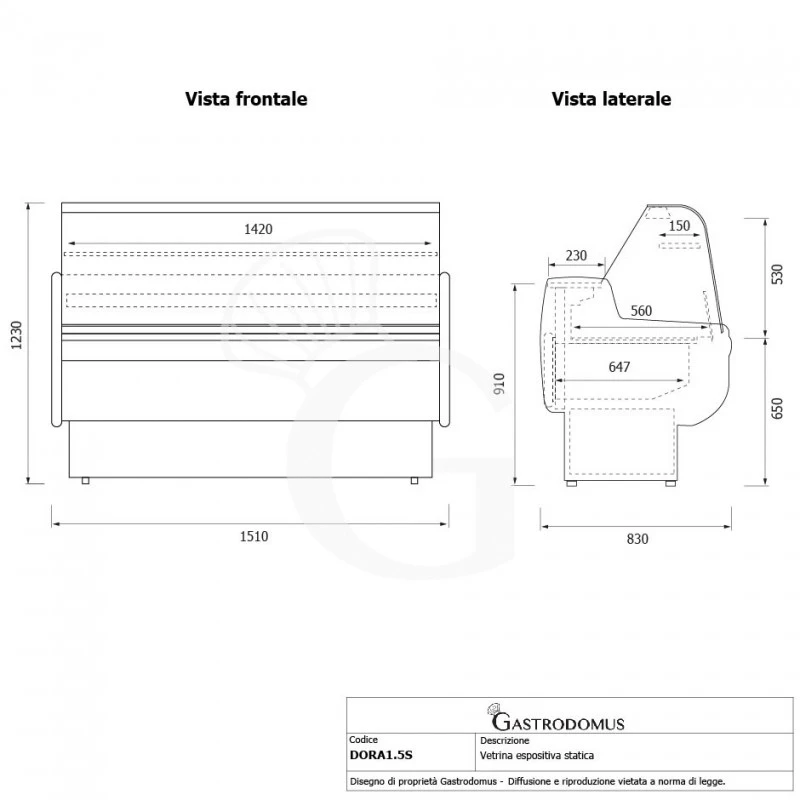 Vetrina Espositiva Statica Dora +1°C/+10°C L 1510 Mm Full Optional 10 Vetrina Espositiva Statica Dora +1°C/+10°C L 1510 Mm Full Optional - immagine 8