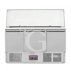Saladette 3 Porte Per 4 Bacinelle GN1/1 Con Vetro Curvo
