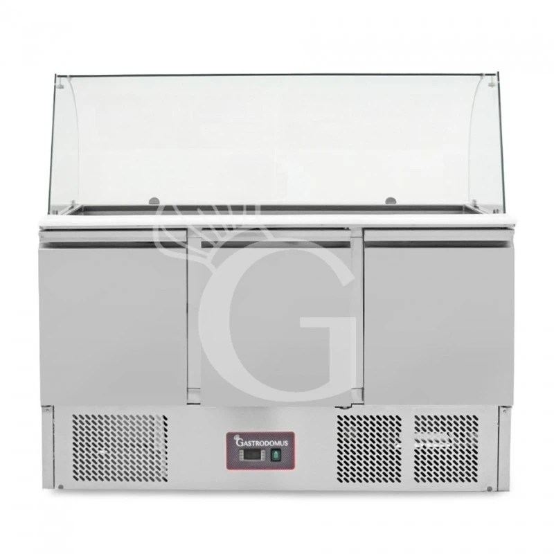 Saladette 3 Porte Per 4 Bacinelle GN1/1 Con Vetro Curvo 3 Saladette 3 Porte Per 4 Bacinelle GN1/1 Con Vetro Curvo
