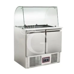 Saladette Refrigerata 2 Porte, Temperatura +2°C/+8°C, Vetro Curvo -Vendite GATRODOMUS saladette refrigerata 2 porte temperatura 2c8c vetro curvo 1