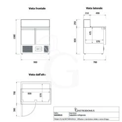 Saladette Refrigerata 2 Porte Temperatura +2°C/+8°C, Vetro, Piano In Granito -Vendite GATRODOMUS saladette refrigerata 2 porte temperatura 2c8c vetro piano in granito 5