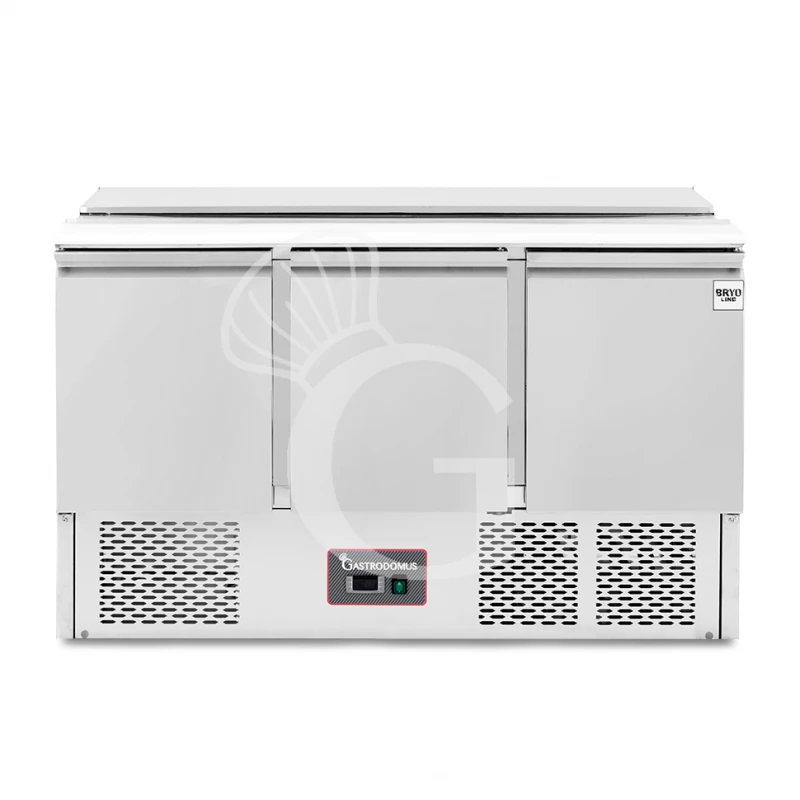 Saladette Refrigerata 3 Porte, Temperatura +2°C/+8°C, Coperchio In Acciaio Inox 3 Saladette Refrigerata 3 Porte, Temperatura +2°C/+8°C, Coperchio In Acciaio Inox