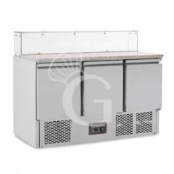 Saladette Refrigerata 3 Porte, Temperatura +2°C/+8°C, Vetro, Piano In Granito, Predisposta Per 8 Bacinelle Da 1/6 -Vendite GATRODOMUS saladette refrigerata 3 porte temperatura 2c8c vetro piano in granito 2