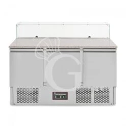 Saladette Refrigerata 3 Porte, Temperatura +2°C/+8°C, Vetro, Piano In Granito, Predisposta Per 8 Bacinelle Da 1/6