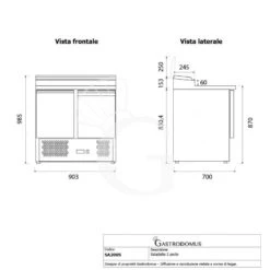 Saladette Refrigerata Con 2 Porte, Temperatura + 2°C/+ 8°C, Coperchio In Acciaio Inox -Vendite GATRODOMUS saladette refrigerata con 2 porte temperatura 2c 8c coperchio in acciaio inox 6
