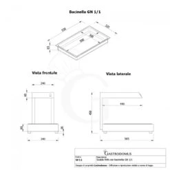 Scalda Fritti Con GN 1/1 Inclusa - Dimensioni L 340 Mm X P 565 Mm X H 450 Mm -Vendite GATRODOMUS scalda fritti con gn 11 inclusa dimensioni l 340 mm x p 565 mm x h 450 mm 5