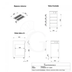 Scaldapiatti Con 3 Ripiani Per Piatti Con Diametro Massimo Di 290 Mm - Dimensioni L 350 X P 530 X H 770 Mm -Vendite GATRODOMUS scaldapiatti con 3 ripiani dimensioni l 350 x p 530 x h 770 mm 5