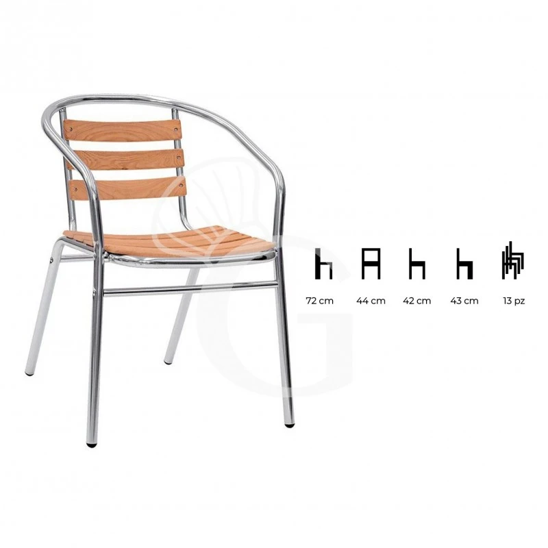 Sedia Arco Slim Con Struttura In Alluminio Anodizzato, Seduta E Schienale A Doghe In Legno Di Rovere 4 Sedia Arco Slim Con Struttura In Alluminio Anodizzato, Seduta E Schienale A Doghe In Legno Di Rovere - immagine 2