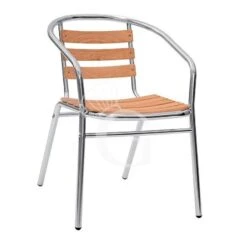 Sedia Arco Slim Con Struttura In Alluminio Anodizzato, Seduta E Schienale A Doghe In Legno Di Rovere