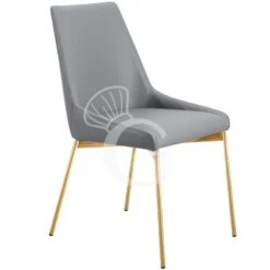 Sedia Con Struttura In Metallo, Color Ottone Satinato, Rivestita In Ecopelle O Tessuto