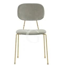 Sedia Con Struttura In Metallo Ottonato E Rivestimento In Velluto