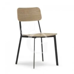 Sedia Con Struttura In Metallo Verniciato E Seduta In Legno Multistrato