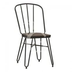 Sedia Eike Con Struttura In Metallo Verniciato E Seduta In Legno