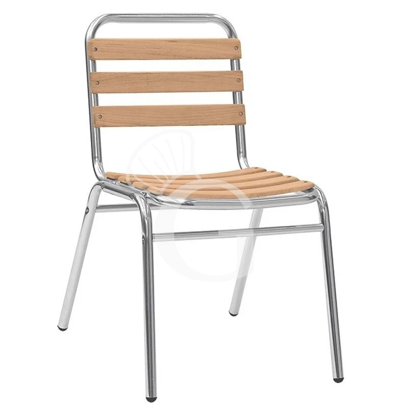 Sedia Maya Con Struttura In Alluminio Anodizzato, Seduta E Schienale A Doghe In Legno Di Rovere 3 Sedia Maya Con Struttura In Alluminio Anodizzato, Seduta E Schienale A Doghe In Legno Di Rovere