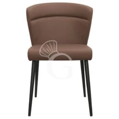 Sedia In Metallo Verniciato, Seduta E Schienale Imbottiti, Rivestimento In Tessuto O Ecopelle