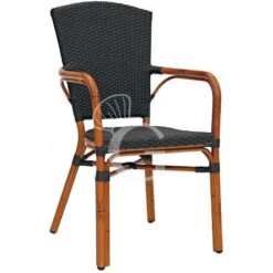 Sedia Jungle 2 In Alluminio Verniciato E Bambu, Seduta E Schienale In Filo Di Polietilene