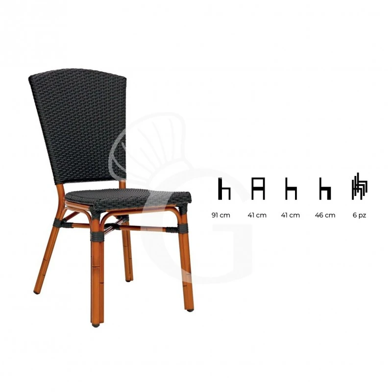 Sedia Jungle In Alluminio Verniciato E Bambù, Seduta E Schienale In Filo Di Polietilene 4 Sedia Jungle In Alluminio Verniciato E Bambù, Seduta E Schienale In Filo Di Polietilene - immagine 2