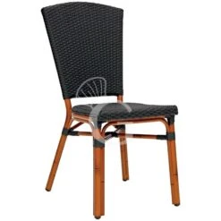 Sedia Jungle In Alluminio Verniciato E Bambù, Seduta E Schienale In Filo Di Polietilene