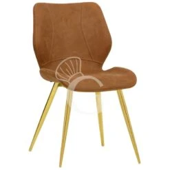 Sedia Kelly Con Struttura In Metallo Ottonato E Rivestimento In Tessuto