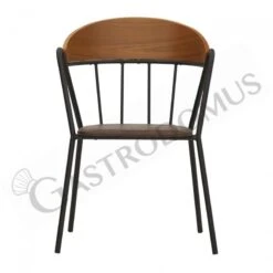 Sedia Maryland Con Struttura In Metallo Verniciato, Schienale In Legno E Cuscino In Ecopelle