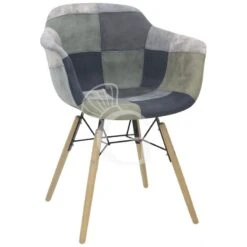 Sedia Moscow Con Struttura In Legno E Metallo, Rivestimento In Tessuto