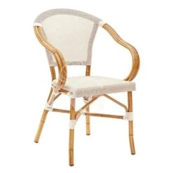 Poltroncina Romance Con Struttura In Alluminio Verniciato In Bambù, Seduta E Schienale In Textilene