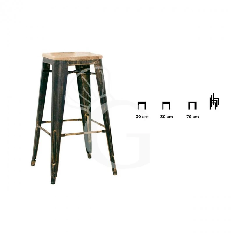 Sgabello Cloud Con Struttura In Metallo Verniciato Effetto Anticato E Seduta In Legno 4 Sgabello Cloud Con Struttura In Metallo Verniciato Effetto Anticato E Seduta In Legno - immagine 2