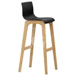 Sgabello Con Struttura In Legno Di Quercia, Scocca In Polipropilene