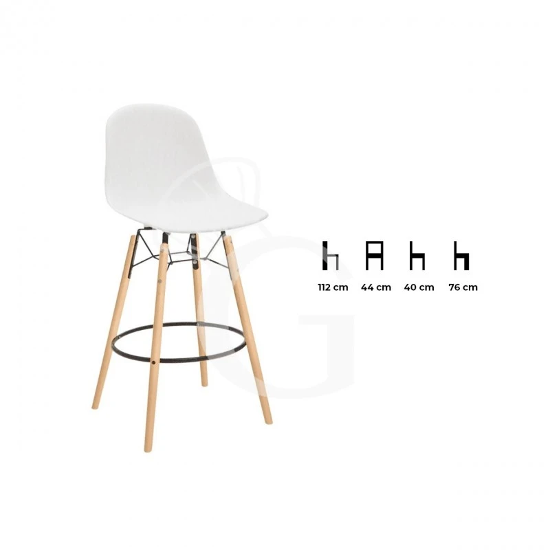 Sgabello Con Struttura In Legno E Metallo, Seduta In Polipropilene 5 Sgabello Con Struttura In Legno E Metallo, Seduta In Polipropilene - immagine 3