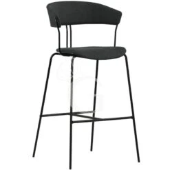 Sgabello Con Struttura In Metallo Verniciato E Rivestimento In Tessuto