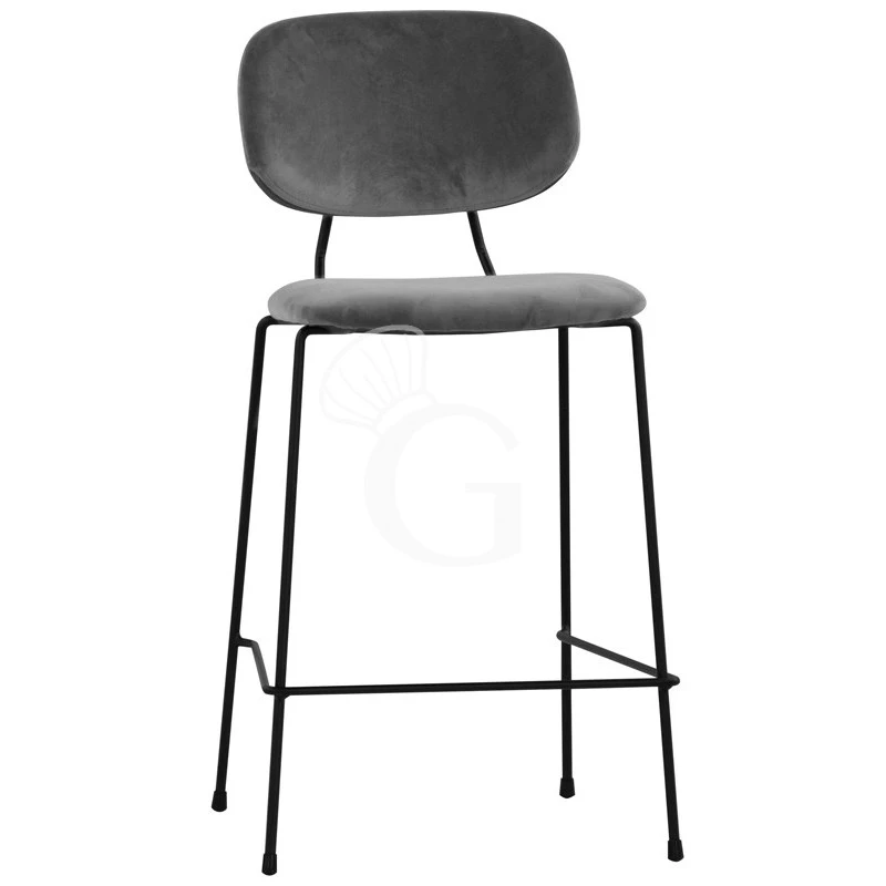 Sgabello Con Struttura In Metallo Verniciato E Rivestimento In Velluto 3 Sgabello Con Struttura In Metallo Verniciato E Rivestimento In Velluto