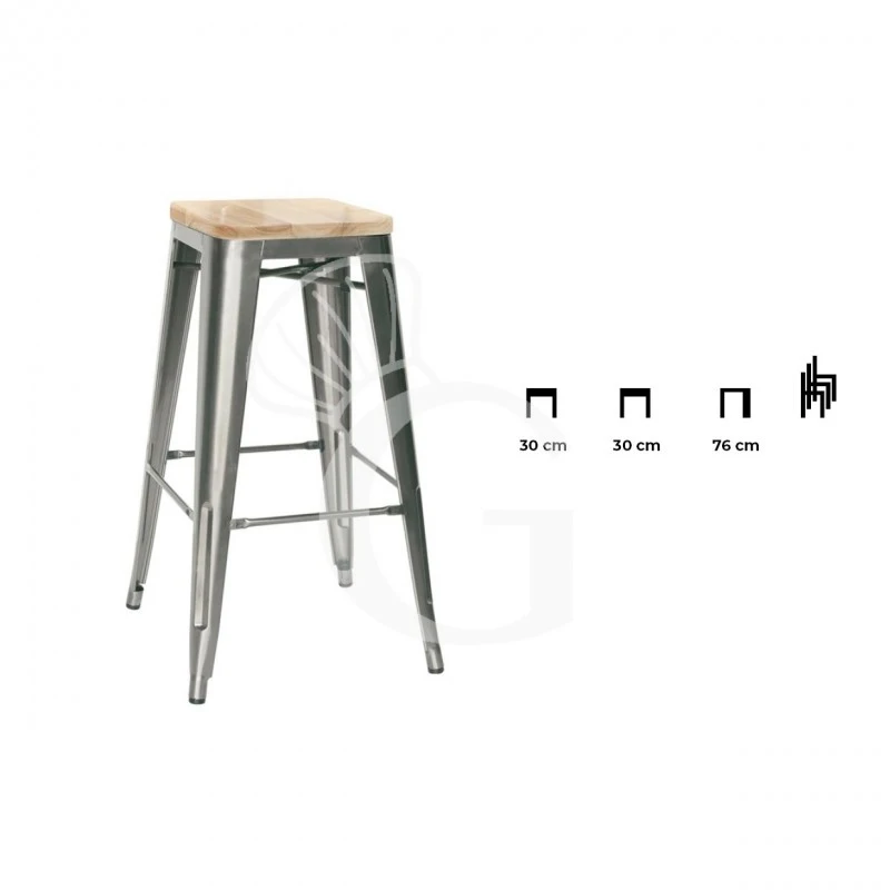 Sgabello Cruise Con Struttura In Metallo Verniciato E Seduta In Legno 4 Sgabello Cruise Con Struttura In Metallo Verniciato E Seduta In Legno - immagine 2