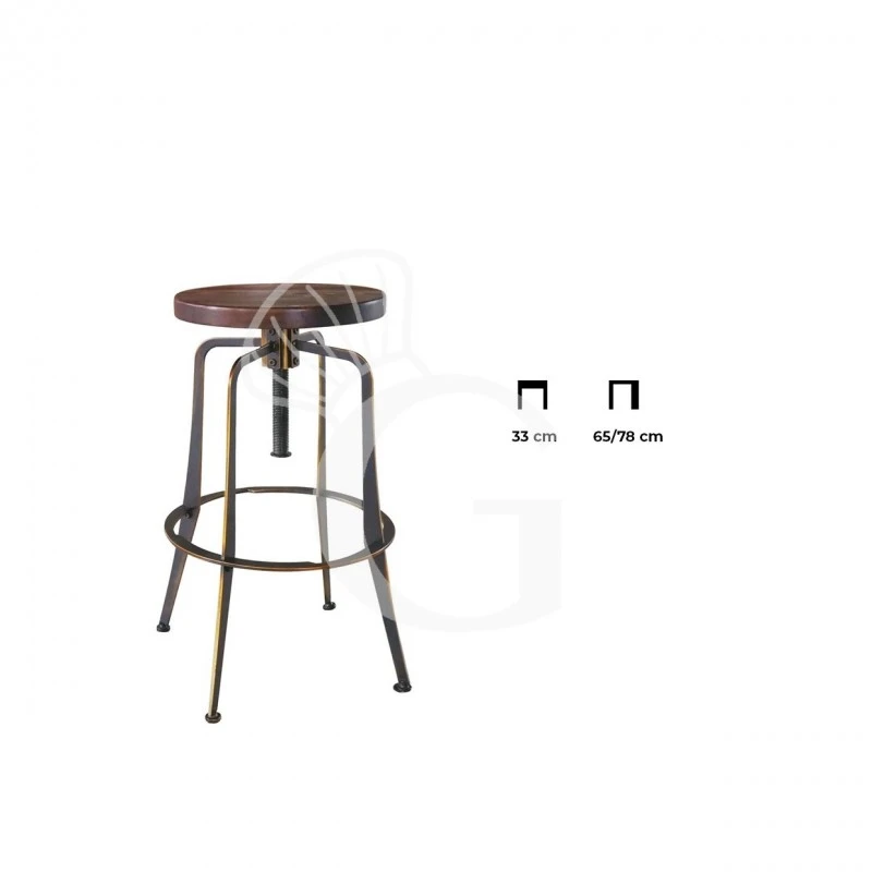 Sgabello Dust Con Struttura In Metallo Verniciato Effetto Anticato E Seduta In Legno 4 Sgabello Dust Con Struttura In Metallo Verniciato Effetto Anticato E Seduta In Legno - immagine 2